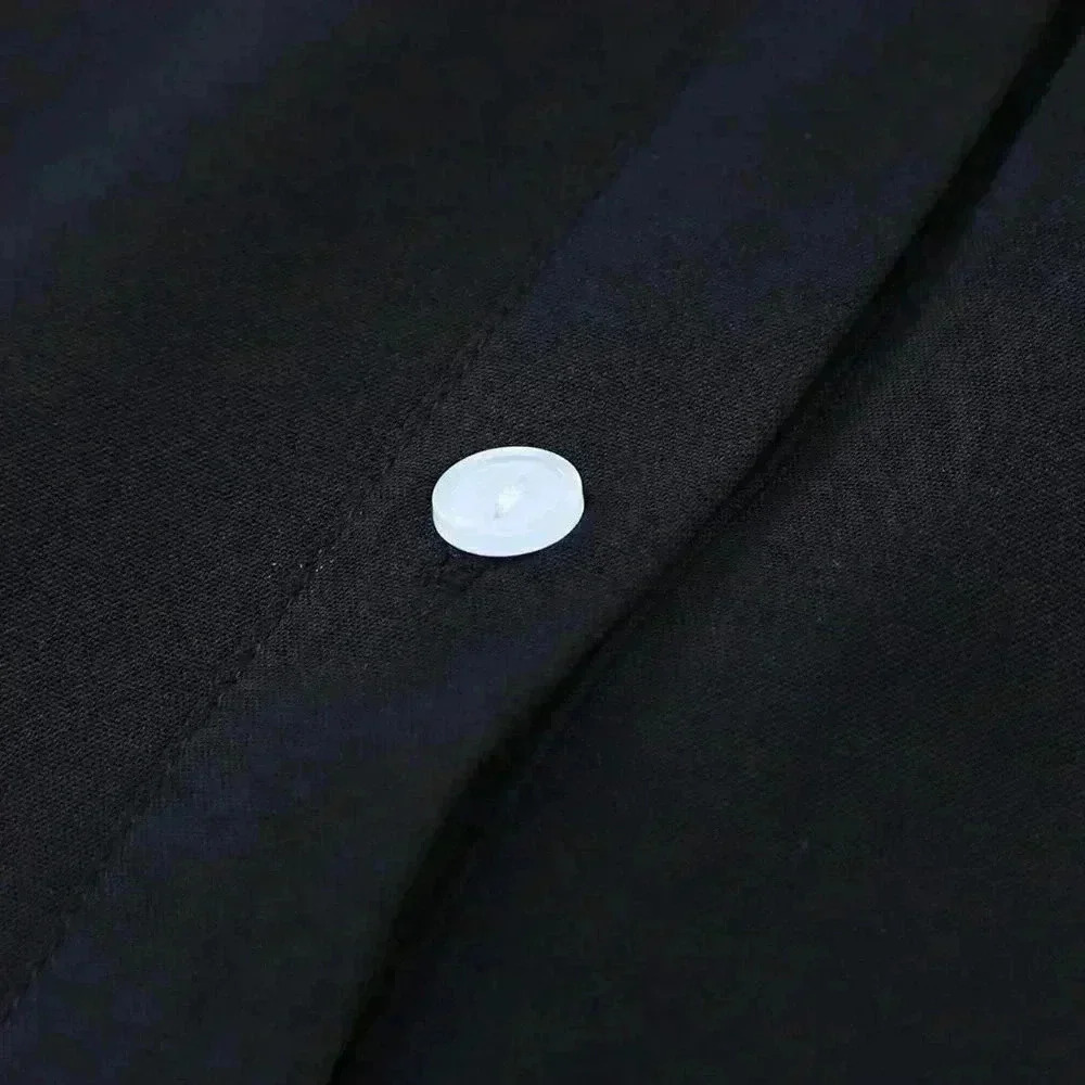 Black Casual Womens Solid Button Front Shirt - Picture 4 of 5